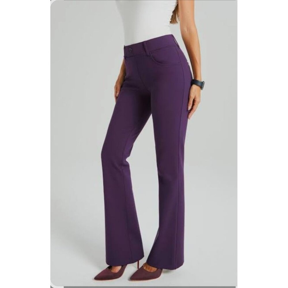 Betabrand Women's Purple Stretch 7 Pocket Yoga Pant, Aubergine, SP